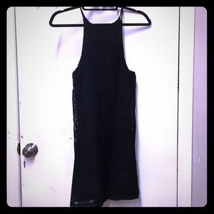 Lace Overlay Halter Dress